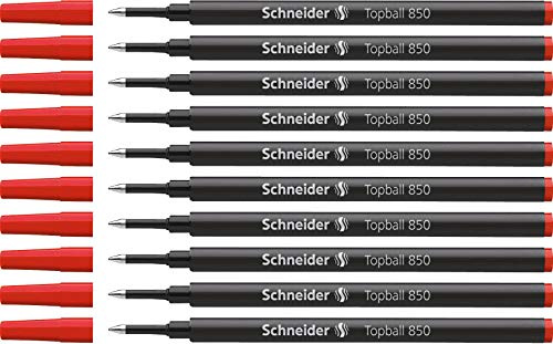 Schneider Topball 850 Tintenroller Mine (Euro-Format, Strichstärke 0,5 mm) 10er Packung rot