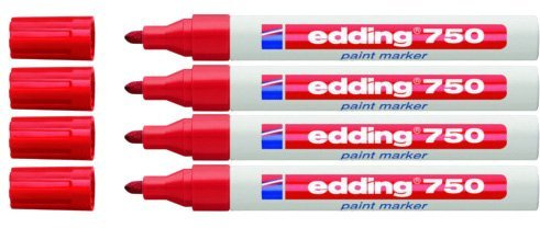 edding Lackmarker 750 Industrie, 2-4 mm (4er Pack, Rot)