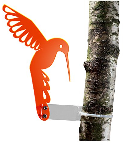 Sonnenfänger „Kolibri“ aus transparentem Acrylglas (Orange), fluoreszierend -> leuchtende Kanten auch in den Abendstunden, 20 cm Höhe, incl. Montagematerial, Frost- und Witterungsbeständig