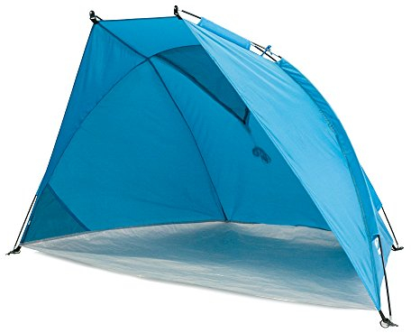 outdoorer Strandmuschel Helios Air - Reise-Strandmuschel mit UV Schutz 80 & verschließbarem Fenster, Strandzelt für Reisen (blau)