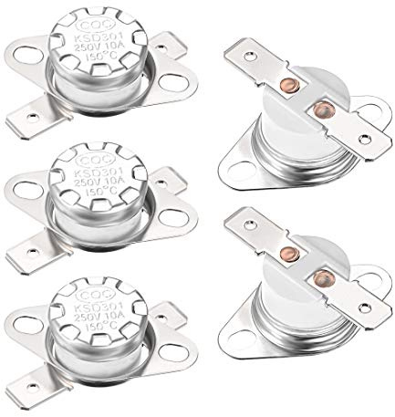 sourcing map 5Stk Temperaturschalter Thermostat Normalerweise offen 150°C 10A N.C 6,3mm Pin