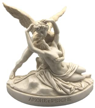 Generico Statua Design: Amore e Psiche (patinata) - Riproduzione, scultura in marmo e resina - circa 13 cm, 350 gr. - Prodotto Made in Italy - Idea Regalo Casa