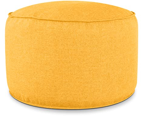 Deshome - Sitzhocker Sitzpouf Pouf rund Ø 80 cm mit abnehmbarem Polster für Innen- und Außenbereich: Sitzpouf Design für Sofa, Wohnzimmer, Schlafzimmer, Sitzhocker, Light Pouf Sonniges Gelb