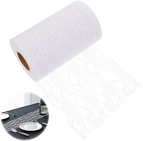 Tischläufer Spitze, Tischläufer Weiß 22M x 15CM, Tischband Spitze | Spitzenband Weiß, Spitze Tischdecke, Vintage Weinlese Spitze Rollen, Lace Tischtuch Tischband für Hochzeit, Kommunionen
