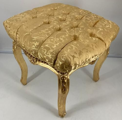 Casa Padrino Barock Hocker Gold Muster/Gold - Handgefertigter Antik Stil Fußhocker im Barockstil - Barockstil Wohnzimmer Möbel