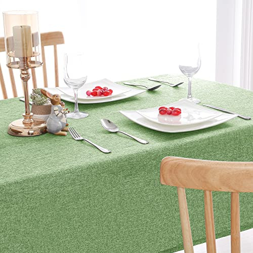 Hiasan Tischdecke Outdoor Wetterfest Leinen Abwaschbar, Grün 135x240 cm | Tischdecken Leinenoptik, Kratzfest Tischtuch Wasserabweisend mit Lotuseffekt für Wohnzimmer Esszimmer Party Garten Balkon