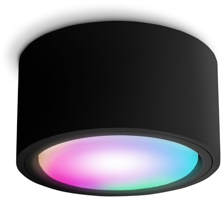 SSC-LUXon CELI-X Aufbauleuchte schwarz rund kompatibel mit Alexa, Siri & Google - Spotleuchte inklusive Smart LED RGBW GX53