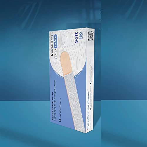 Lima de uñas desechable color blanco PAPMAM (capa de espuma suave) sobre madera para manicura, pedicura, expertos, 20-100/150/180/240 grit (25 piezas)