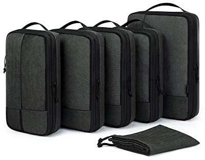 Kompressionspackkuber, BAGSMART set om 6 packkuber för handväskor, kompression reseförpackningsredskap för resväsksorganisatör-väskset, hållbara resekuber för bagage