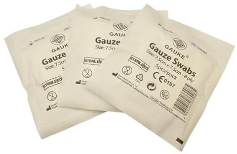 Sterile Gauze Swabs 7.5cm x 7.5cm - 50 Swabs (10 Packs of 5) First Aid 100% Woven Cotton