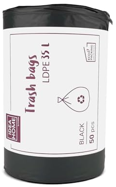 D.RECT Schwarze Müllsäcke 35L - Müllbeutel 50 Stück - Schwarze Müllsäcke - Müllsack Perfekt für Alltag, Haushalt, Büro, Küche & Gastronomie