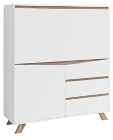 byLIVING Valentin Secrétaire en Bois Blanc 120 x 127 x 38 cm