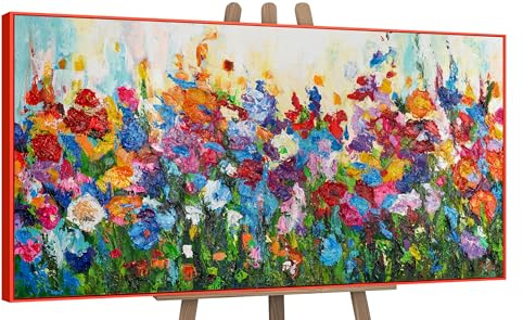 YS Dipinto incorniciato a mano Colori floreali colorato Arte murale paesaggio estivo Arredamento del salotto 120x60 cm