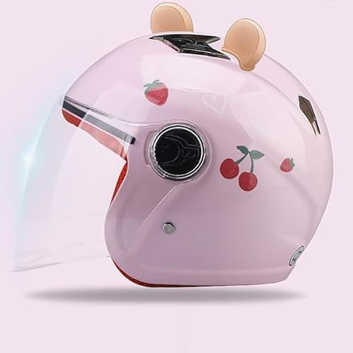 Niedlicher 3/4-Kinderhelm, Vintage-Motorrad-Open-Face-Helm Für Jungen Und Mädchen, ECE/DOT-Zugelassener Elektroroller-Kinder-Motorradhelm Mit Visier Für Roller, ATV, Moped A,50-55CM