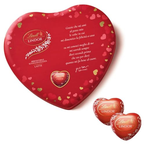 Lindt San Valentino Latta Regalo a forma di cuore con cioccolatini Lindor al Latte Gio Evan, Formato 250 g