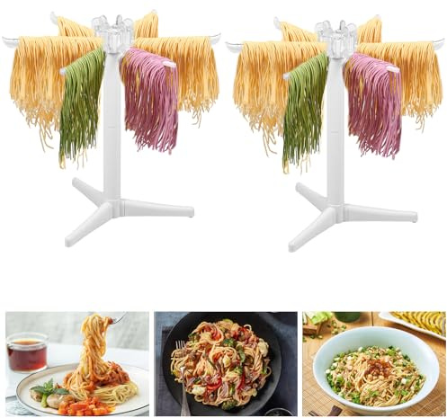 2Pcs Household Noodle Stander with 6 Long Handles Food Grade ABS Detachable Noodle Dryer Rack Homemade Fresh Spaghetti Stand Dryer Noodle Hanger Pasta Drying Rack Noodle Drying Stand for Kitchen