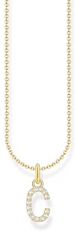 THOMAS SABO bokstav C guldpläterat silverhalsband med zirkoniumoxid KE2242-414-14