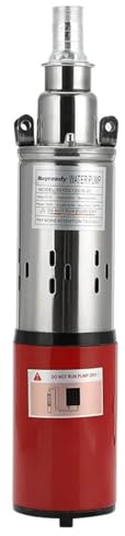 RWRAPS Hub 30 m-45 m 20 l/min 9 m Kabel 12 V 24 V 36 V Solarpumpe Tiefbrunnen-Tauchwasserpumpe Schraube Bewässerung Garten Heim Landwirtschaft(Red,48V-60V 45m 400W)