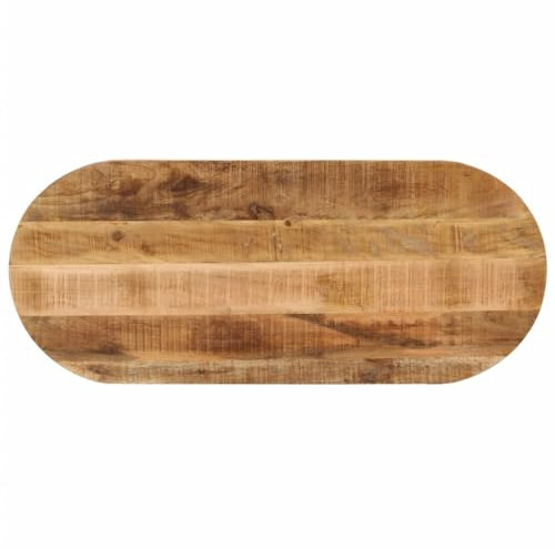 ZEYUAN Tischplatte 140x50x3,8 cm Oval Raues Massives Mangoholz, Arbeitsplatte, Waschtischplatte, Bürotischplatte - 370119