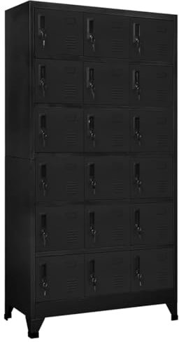 IKAYAA Schließfachschrank Schwarz 90x40x180 cm Stahl,Spind,Metallschrank,Spind Schrank,Werkzeugschrank,Schließfächer,Schließfächer Für Mitarbeiter,Spind Metall,Spindschränke