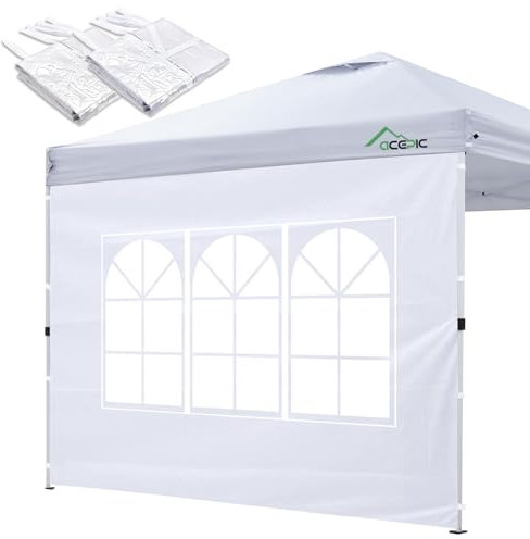 Acepic Lot de 2 parois latérales de tonnelle avec fenêtre et fermeture 3 x 3 m, protection contre le vent et brise-vue pour tente de fête, imperméables