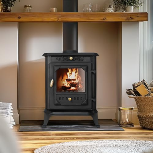 NRG Cast Iron Multifuel Stove Multi Fuel Woodburning Fireplace - 7 KW