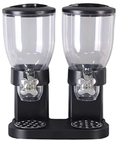 Pleayietoopiatiey Dispensador doble de cereales, dispensador doble de alimentos para despensa doméstica, cereales, color negro