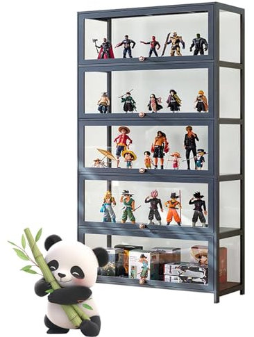 Ddasam Setzkasten Holz,Sammlervitrine,Glasvitrine,Wohnzimmervitrine,Vitrine,widerstandsfähige,dichte und staubdichte Struktur,geeignet für Verschiedene Szenarien 172×80×33cm,Vitrine mit 5 Fächern