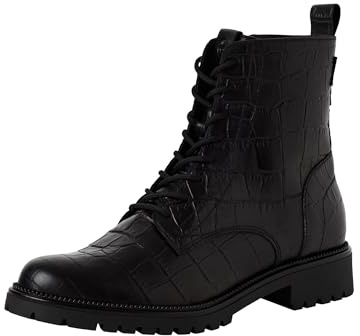 Tamaris dam spets boot platt 1-25402-43 stövletter, Svart kroko, 42 EU