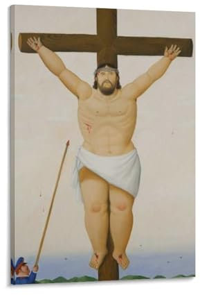 Fernando Botero Gemälde, Jesus am Kreuz, Wandkunst, Poster, Rollen, Leinwand, Gemälde, Bild, Wohnzimmerdekoration, Zuhause, 50 x 75 cm