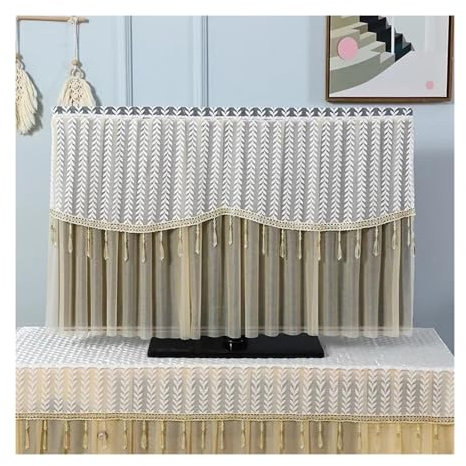 CQJJXKYC Outdoor TV Cover TV Covers Outdoor Dust Proof and Breathable TV Dust Cover Lace Power on Without Removing TV Cover Hanging Curved Tabletop Lace Covers(Color07,160x98cm)