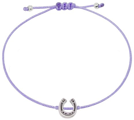 Selfmade Jewelry Hufeisen Armband Damen Silber (größenverstellbar bis 21cm) Glücksbringer Armbändchen für Frauen & Mädchen in Grau Inkl. Geschenkverpackung (Silber - Lila)