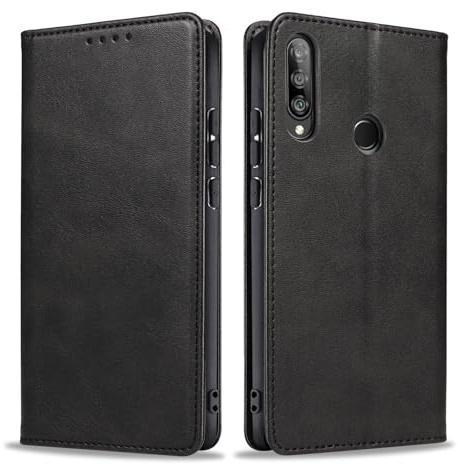 LBH Handyhülle Smartphone-Hülle für Huawei P30 Lite Klapphülle Magnetverschluss Kartenfächer Geldfach Standfunktion Case Etui Rundumschutz Schutzhülle Schwarz