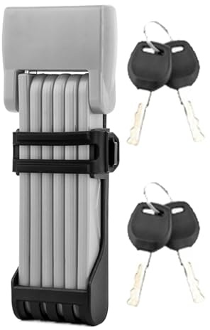 Cerradura portátil para bicicletas, protección compacta para scooters, anticorte, cerradura plegable para bicicletas, protección antirrobo, con 2 llaves y soporte de montaje
