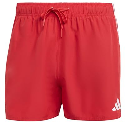adidas Men's 3 Stripes Swim Shorts 3 INCH, Pure Ruby/White, M