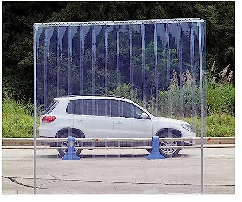 Transparenter PVC-Streifenvorhang, industriell, wasserdicht, Kunststoff-Türabdeckung für Garage und Geschäft, Größe: 165 x 280 cm, langlebig, einfache Installation, energieeffizient, für den Innen