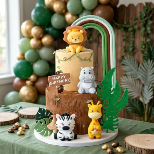 JeVenis Safari Baby Shower Cake Decoration Safari Animals Cake Decoration | Wild One Cake Decorations Two Wild Cake Topper Giraffe Monkey Cake Topper