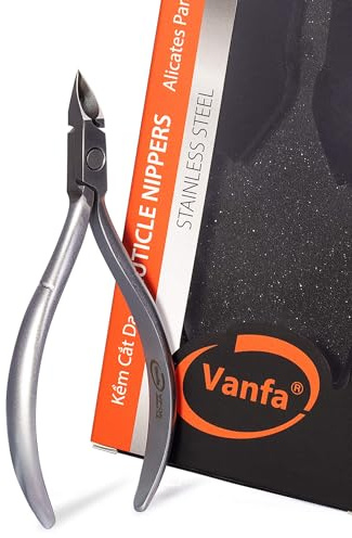 Vanfa Cuticle Nippers, Cuticle Trimmer, Professional Cuticle Cutter - Extremely Sharp - Stainless Steel - Square Head - Single Spring - VF05 Box Jaw #14 (Pack of 1)