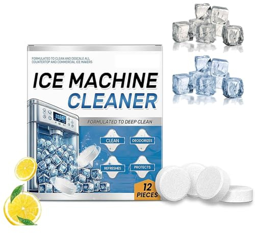 Disincrostante per macchina del ghiaccio, 12 pastiglie effervescenti per la pulizia del ghiaccio, rimuove calcare e odori, sicure per controsoffitti e macchine commerciali (1 pezzo - 12 pezzi)