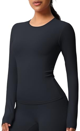 JTSONN Maglietta Donna Sportiva Manica Lunga Sport T Shirt Traspirante Funzionale Maglia Collo Rotondo Corsa Compressione Camicia Yoga Palestra Top