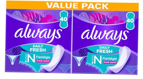 Always Daily Fresh Slim Flexistyle Salvaslip – 80 assorbenti (2 confezioni da 40) traspiranti flessibili confortevoli fodere di protezione quotidiana design sottile si adatta a tutti gli stili di
