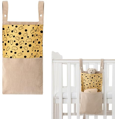 momgyaamz Wickeltasche Klein Kinderwagen Organizer 40 * 22 cm | Diaper Bag Aufhängen, Buggy Organizer Zwei Etagen, Buggy Tasche Baumwolle, Für Windeln, Tücher, Kleidung und Spielzeug
