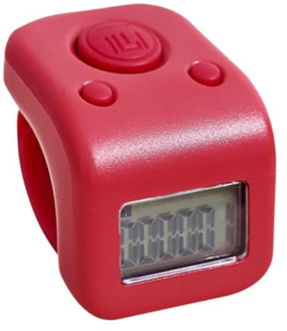 Waterproof Handheld 6-Digit Tally Counter – Magnetic Charging Digital Clicker, Lap Counter for Swimming & Pitch Counter (Red)