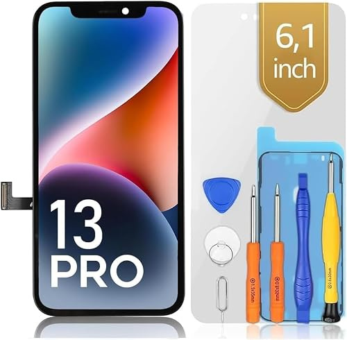 bokman Écran pour iPhone 13 Pro, 6,1 LCD de Remplacement kit de réparation | FHD LCD tactile, outils, joint adhésif et protecteur inclus, True Tone après programmation, A2483/A2636/A2638/A2639/A2640