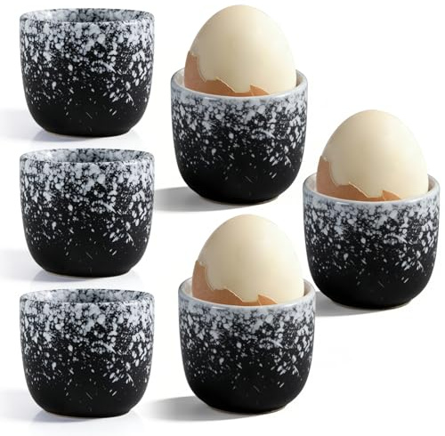 BAIFULAI 6 Stück Eierbecher Porzellan, Eierbecher Set aus Keramik, Höhe 4,8 cm, Durchm 5cm, Ofenglasurverfahren, Glatt und gratfrei, spülmaschinenfest & in Geschenkbox, Eierbecher für Frühstückstische