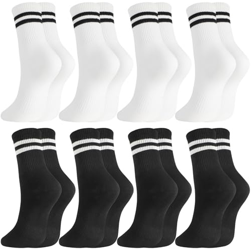 Utensilsto Socken Damen 35-38, 39-42 Tennissocken Bunte Sportsocken | Lange Damen Socken mit Streifen Motiv Baumwollsocken Strümpfe für Tennis Sport Alltag Freizeit