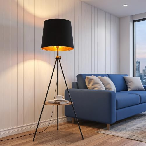 BARCELONA LED Lampadaire Trépied Madison Avec Tablette Noire