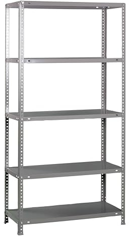 SimonRack Schwerlastregal, Lagerregal, 180x80x40 Metallregal, Kellerregal, Biegestelle 100 kg, 5 Fachböden, Grau - Comfort