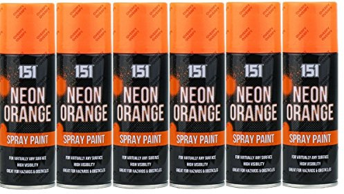 6 x 200ml Neon Spray Paint Fluorescent Aerosol Auto Car DIY Art Craft Graffiti (Neon Orange)