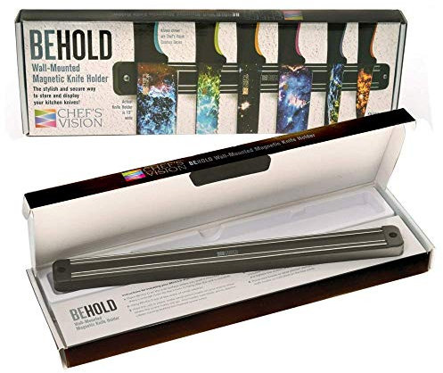 Chef’s Vision Black Wall-Mount Magnetic Knife Holder - Sleek Magnetic Strip for Knives - Modern Magnetic Knife Rack for Easy Access - Ideal Magnetic Knife Holder for Wall - No Knives Included